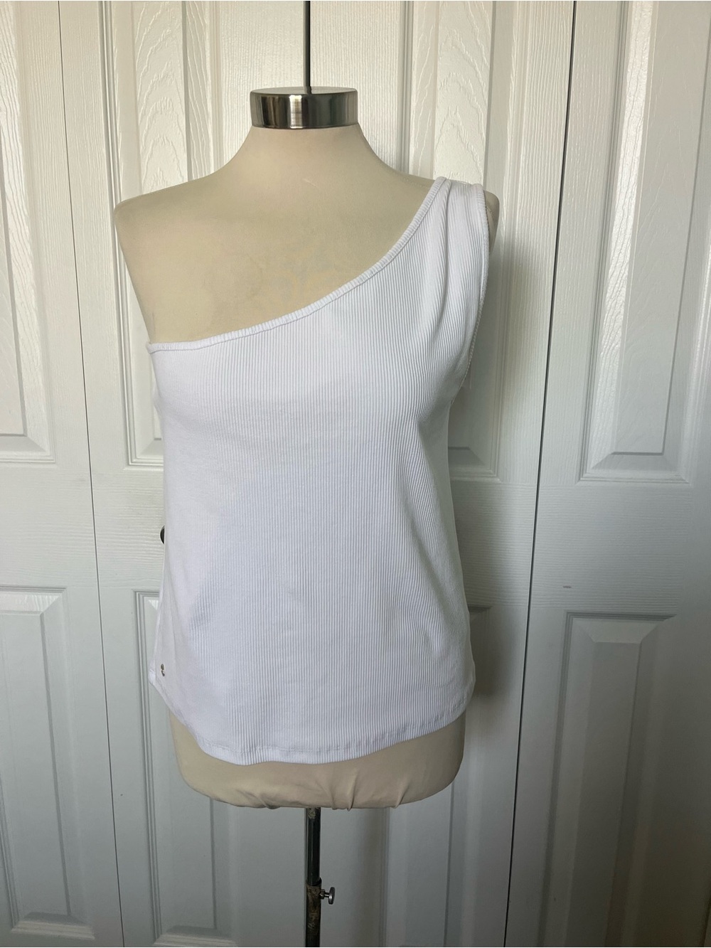 Lilly Pulitzer One-Shoulder White Ribbed Tank